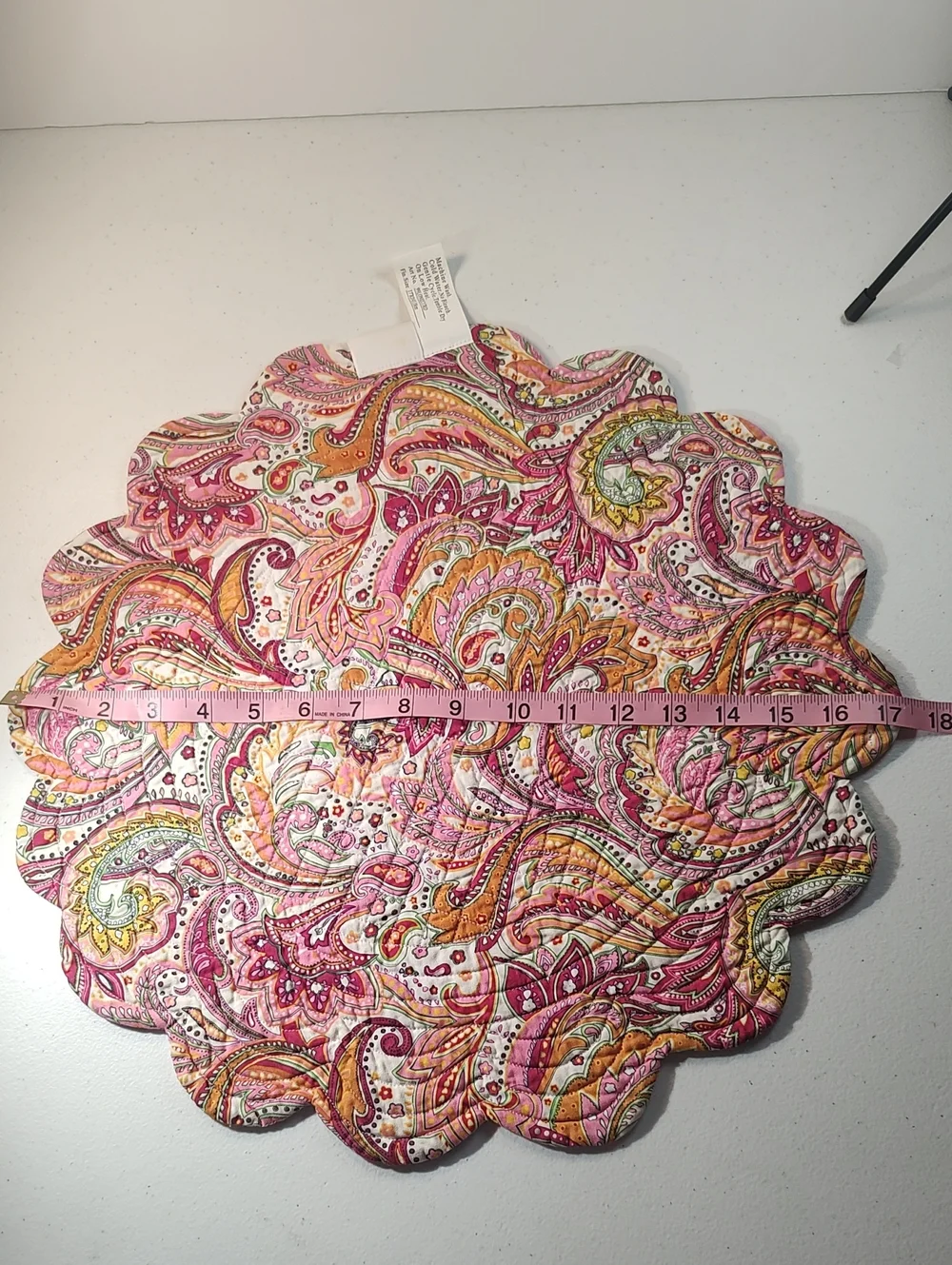 Longaberger 2 Placemats In Pink & Orange Paisley Fabric Double Sided